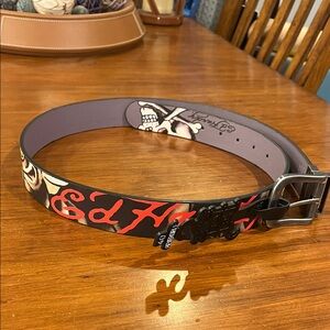 Ed Hardy Panther Reversible Belt Black grey new Mens Size 40